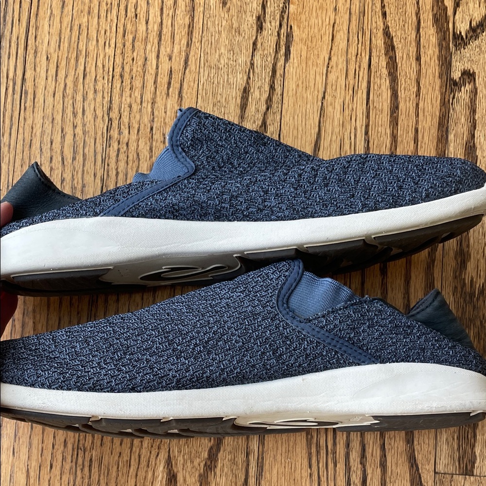 OluKai Textured Blue Slip-On Loafers - Picture 7 of 9